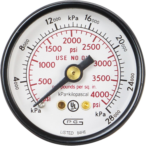 Manom&egrave;tres,  1-1/2", 0 - 4000 psi, Fixation arri&egrave;re, Analogique Distribution Industrielle GC