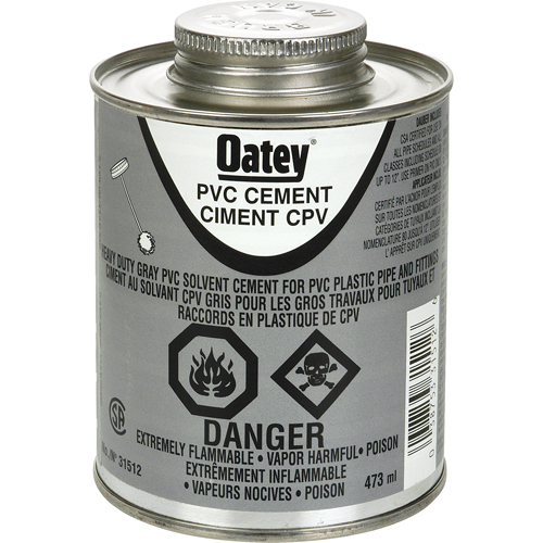 Ciment de PVC d'usage intense, 473 ml, Canette &agrave; dessus brosse, Gris Distribution Industrielle GC