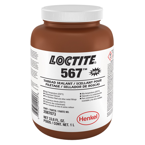 567 High Temperature Thread Sealant, Bottle, 1 L, -53.88° C - 204° C/-65° F - 400° F Distribution Industrielle GC