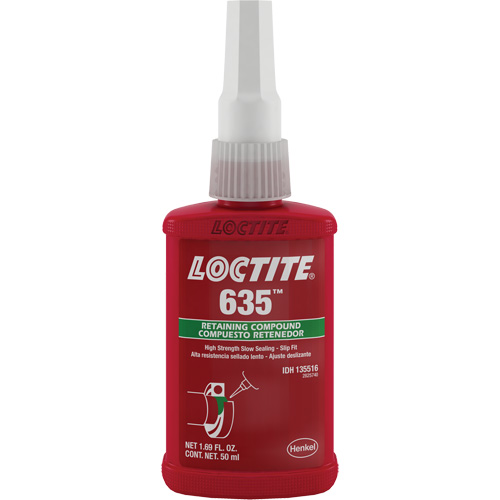 Compos&eacute; de retenue Loctite 635, 50 ml, Bouteille, Vert Distribution Industrielle GC