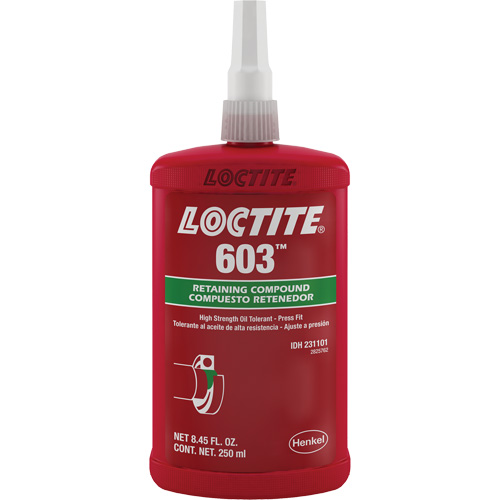 Compos&eacute; de retenue Loctite 603, 250 ml, Bouteille, Vert Distribution Industrielle GC