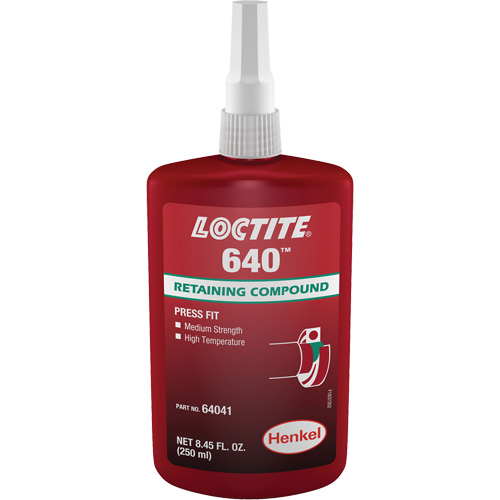 Compos&eacute; de retenue Loctite 640, 250 ml, Bouteille, Vert Distribution Industrielle GC