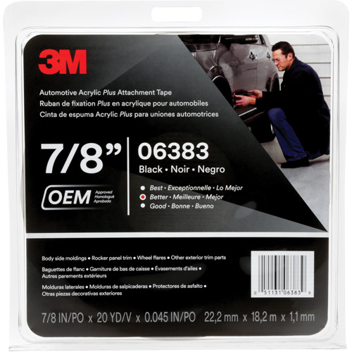 3M Automotive Acrylic Tape, 18 M (60') L x 22 mm (7/8") W, 45 mils, Acrylic Distribution Industrielle GC