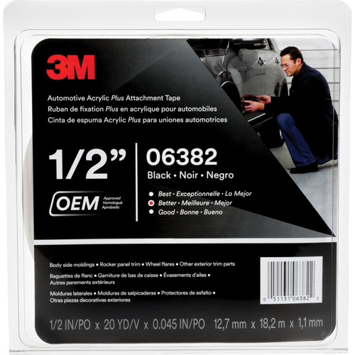 3M Automotive Acrylic Tape, 18 M (60') L x 12.7 mm (1/2") W, 45 mils, Acrylic Distribution Industrielle GC