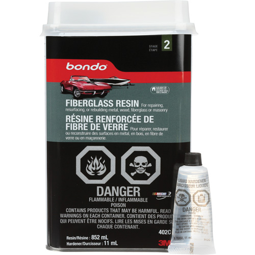 R&eacute;sine de fibre de verre Bondo, Deux composants, 852 ml, Bouteille, Blanc cass&eacute; Distribution Industrielle GC