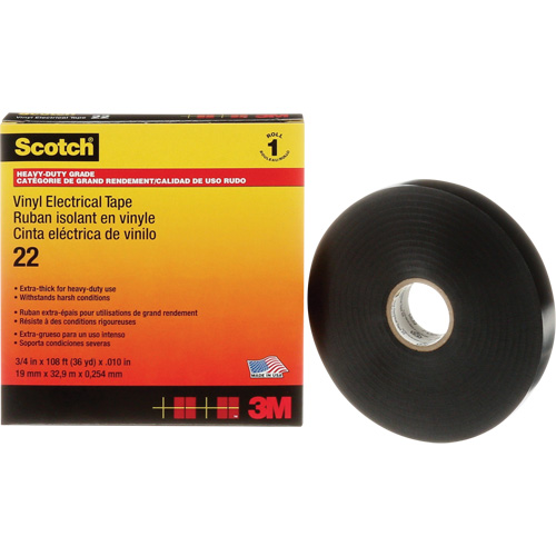 Ruban isolant en vinyle Scotch, 19 mm (3/4") x 33 m (108'), Noir, 10 mils Distribution Industrielle GC