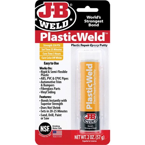 Colle &eacute;poxyde PlasticWeld, 2 oz, B&acirc;ton, Blanc cass&eacute; Distribution Industrielle GC