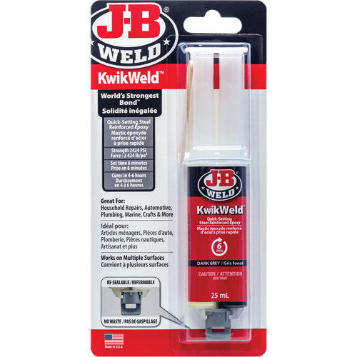 KwikWeld Adhesive, 25 ml, Syringe, Two-Part, Grey Distribution Industrielle GC