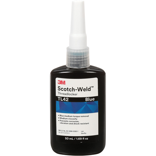 Adh&eacute;sif frein-filet TL42 Scotch-Weld, Bleu, Moyen, 50 ml, Bouteille Distribution Industrielle GC