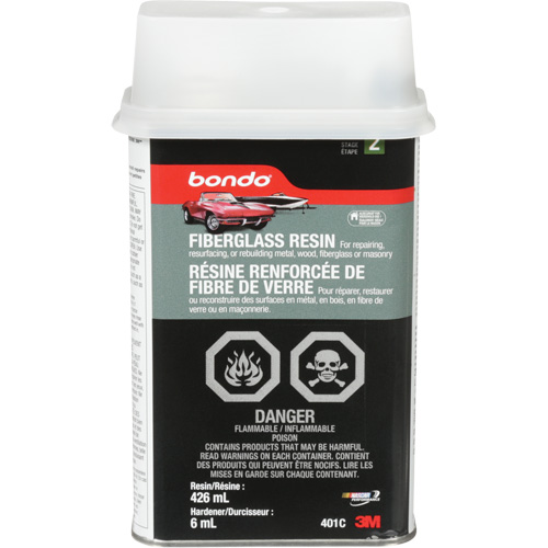 R&eacute;sine de fibre de verre Bondo, Deux composants, 15 oz, Bidon rectangulaire Distribution Industrielle GC