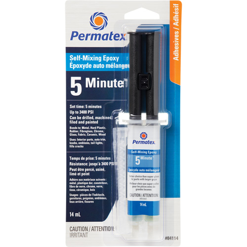 Colle &eacute;poxyde &agrave; usage g&eacute;n&eacute;ral, 14 ml, Seringue, Deux composants, Transparent Distribution Industrielle GC