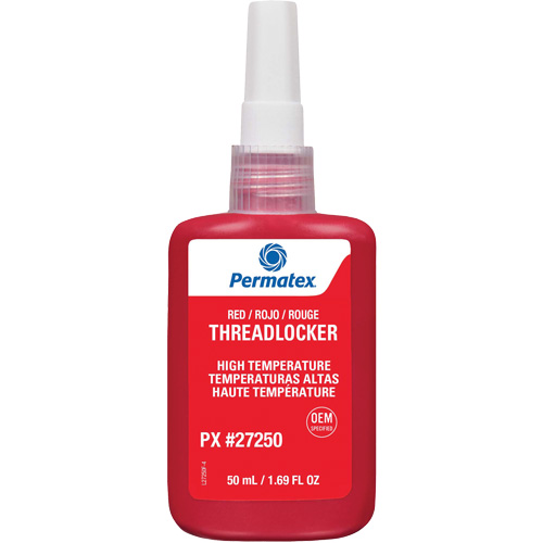 Adh&eacute;sif frein-filet pour temp&eacute;ratures &eacute;lev&eacute;es, Rouge, &eacute;lev&eacute;, 50 ml, Bouteille Distribution Industrielle GC