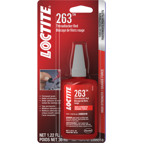263 Threadlocker, Red, High, 36 ml, Bottle Distribution Industrielle GC