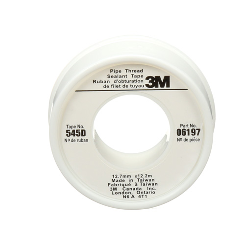 Scotch&reg; Thread Sealant Tape, 480" L x 1/2" W, White Distribution Industrielle GC