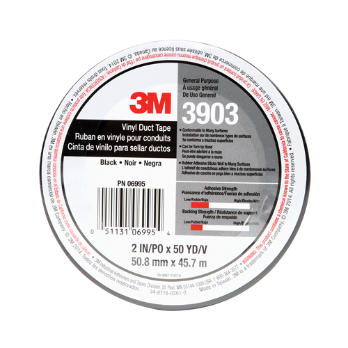3903 Vinyl Duct Tape, 1245 mm (49") W x 46 m (151') L, 6.5 mils, Black Distribution Industrielle GC