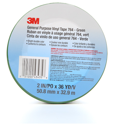 764 General-Purpose Vinyl Tape, 50.8 mm (2") W x 32.9 m (108') L, 5 mils, Green Distribution Industrielle GC