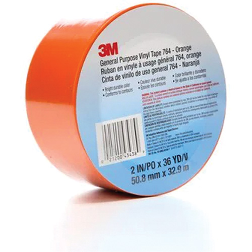 764 General-Purpose Vinyl Tape, 50.8 mm (2") W x 32.9 m (108') L, 5 mils, Orange Distribution Industrielle GC