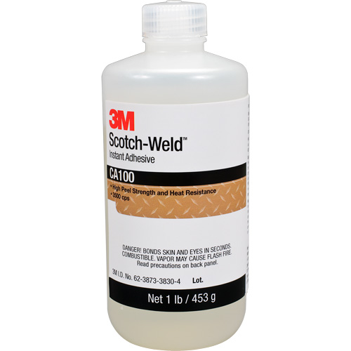 Adh&eacute;sif instantan&eacute; CA100 Scotch-Weld, Blanc cass&eacute;, Bouteille, 1 lb Distribution Industrielle GC