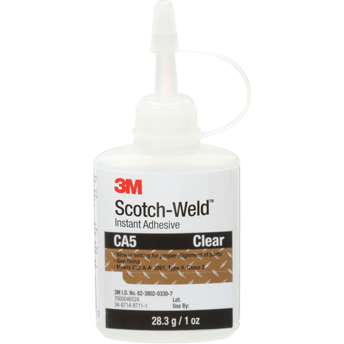 Adh&eacute;sif instantan&eacute; CA5 Scotch-Weld, Transparent, Bouteille, 1 oz Distribution Industrielle GC