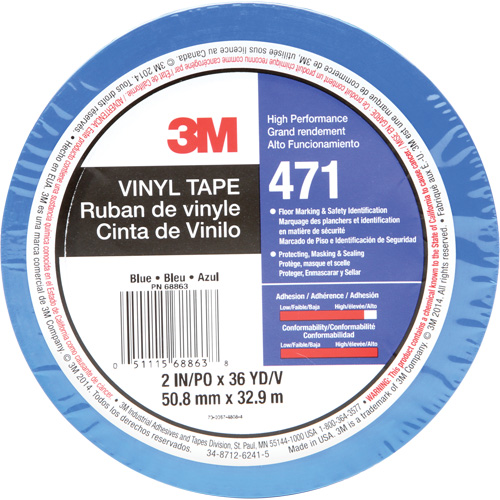471 Vinyl Tape, 50.8 mm (2") W x 32.9 m (108') L, 5.2 mils, Blue Distribution Industrielle GC