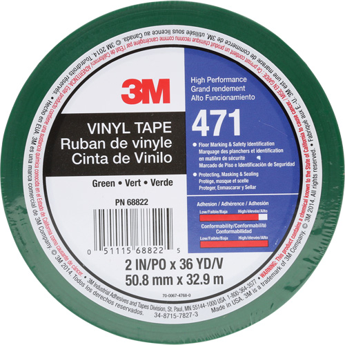 471 Vinyl Tape, 50.8 mm (2") W x 32.9 m (108') L, 5.2 mils, Green Distribution Industrielle GC
