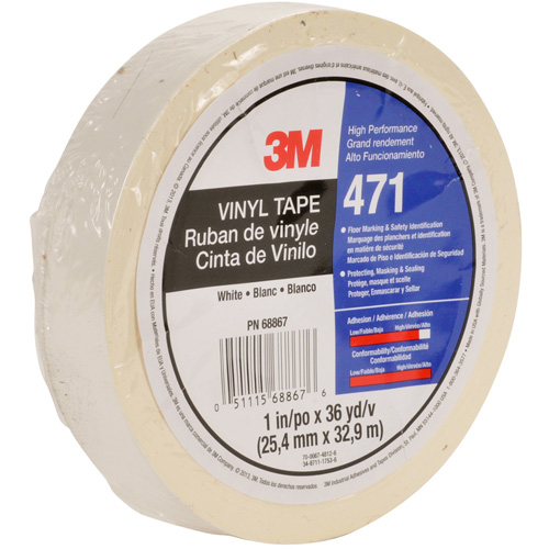 Ruban en vinyle 471, 12 mm (1/2") la x 32,9 m (108') lo, 5,3 mils, Blanc Distribution Industrielle GC