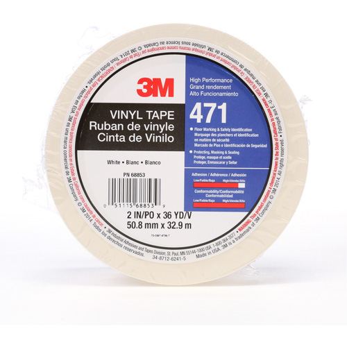 Ruban en vinyle 471, 50,8 mm (2") la x 32,9 m (108') lo, 5,2 mils, Blanc Distribution Industrielle GC