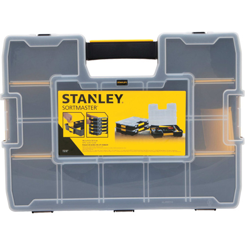 SortMaster&reg; Stackable Small Parts Organizer, 17-3/8" W x 13" D x 3-1/2" H, Black Distribution Industrielle GC