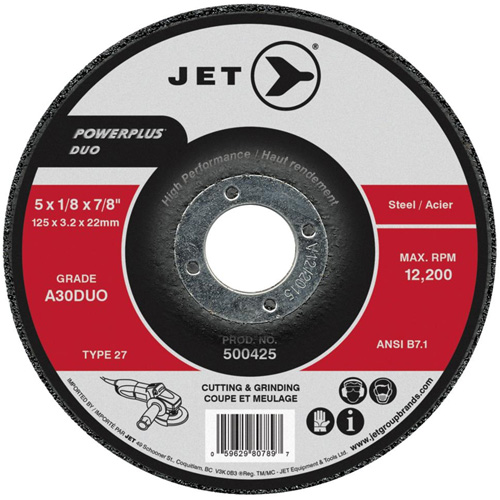 Powerplus DUO Cutting/Grinding Wheel, 4-1/2" x 1/8", 7/8" Arbor, Type 27, A30DUO Grit Distribution Industrielle GC