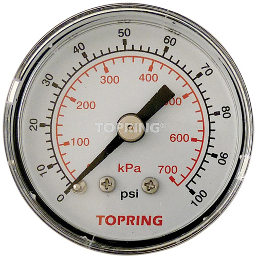 Pressure Gauge, 1-1/2" , 0 - 100 psi, Back Mount, Analogue Distribution Industrielle GC