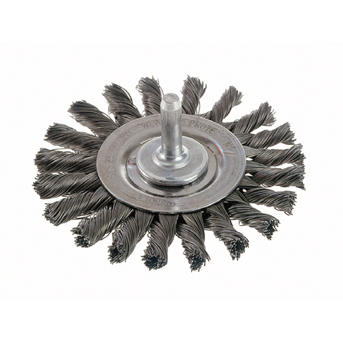 Brosses rotatives &agrave; fils nou&eacute;s - Brosse rotative &agrave; fils nou&eacute;s a/queue 1/4", fils nou&eacute;s standards, Dia. 3", Fils 0,014", Acier Distribution Industrielle GC