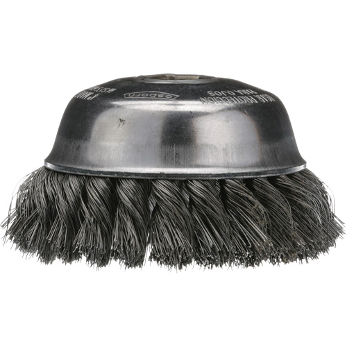 Brosse boisseau &agrave; fil nou&eacute;, 4" dia. x 5/8"-11 arbre Distribution Industrielle GC