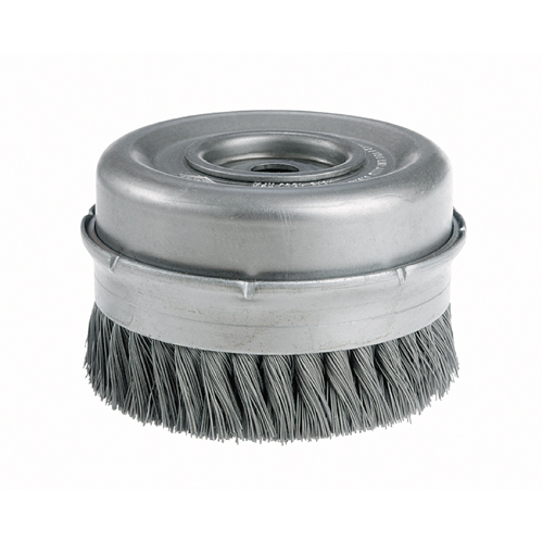 Brosses-boisseau &agrave; fils nou&eacute;s avec bride - Robustes, 4" dia. x 5/8"-11 arbre Distribution Industrielle GC