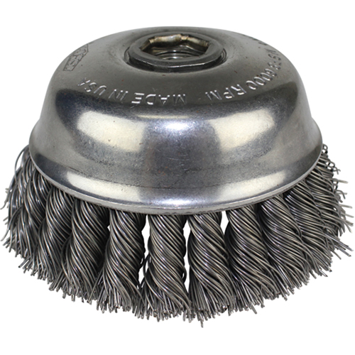 Knot Wire Cup Brushes, 4" Dia. x 5/8"-11 Arbor Distribution Industrielle GC