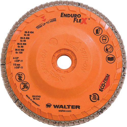 Disque &agrave; lamelles Enduro-Flex, 4-1/2" x 5/8"-11, Type 27, Grain 80, Alumine de zirconium Distribution Industrielle GC