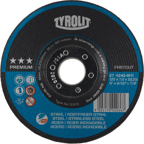 Meule 2-en-1 de premi&egrave;re qualit&eacute;, 7" x 9/32", Arbre 7/8", Type 27 Distribution Industrielle GC