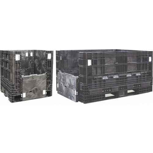 Conteneurs repliables en poly&eacute;thyl&egrave;ne, 48" lo x 45" la x 34" h, Noir Distribution Industrielle GC