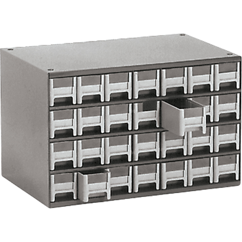 Casiers modulaires pour pi&egrave;ces, Acier, 28 tiroirs, 17" x 10-9/16" x 2-2/16", Gris Distribution Industrielle GC