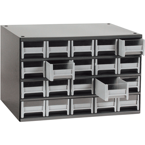 Casiers modulaires pour pi&egrave;ces, Acier, 20 tiroirs, 17" x 10-9/16" x 2-1/16", Gris Distribution Industrielle GC