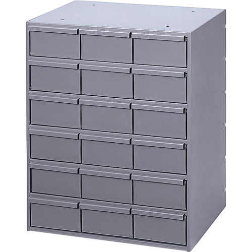 Casiers &agrave; tiroirs industriels, 18 tiroirs, 17-1/4" la x 11-5/8" p x 21-1/4" h, Gris Distribution Industrielle GC