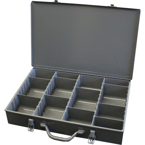 Boîtes &agrave; compartiments ajustables, Acier, Variable compartiments, 18" la x 12" p, 3" h, Gris Distribution Industrielle GC