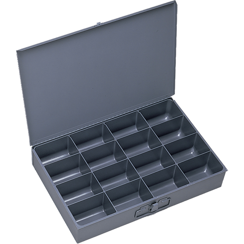 Boîtes &agrave; fond courb&eacute;, Acier, 16 compartiments, 18" la x 12" p, 3" h, Gris Distribution Industrielle GC