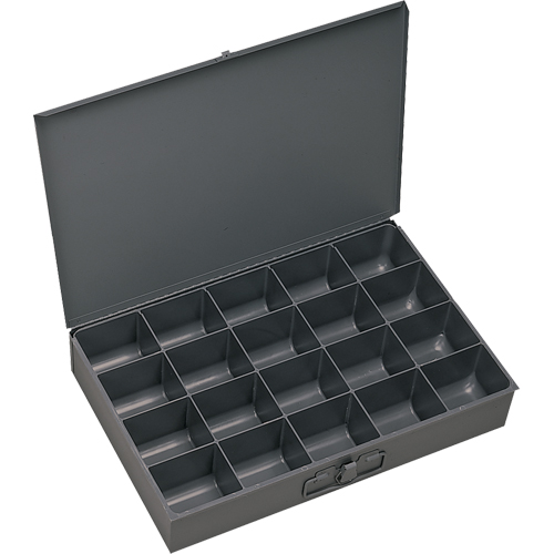 Compartment Scoop Boxes, Steel, 20 Slots, 18" W x 12" D x 3" H, Grey Distribution Industrielle GC