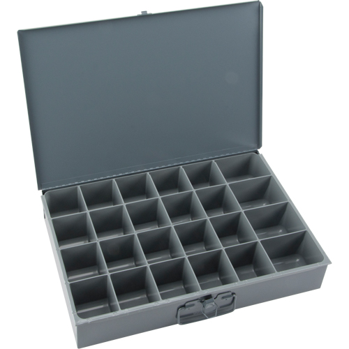 Boîtes &agrave; fond courb&eacute;, Acier, 24 compartiments, 18" la x 12" p, 3" h, Gris Distribution Industrielle GC