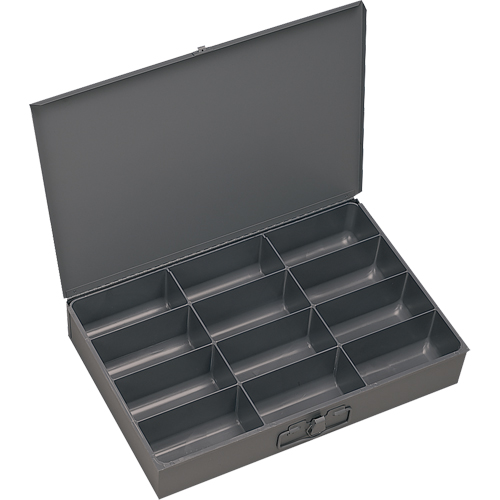 Boîtes &agrave; fond courb&eacute;, Acier, 12 compartiments, 13 3/8" la x 9-1/4" p, 2" h, Gris Distribution Industrielle GC