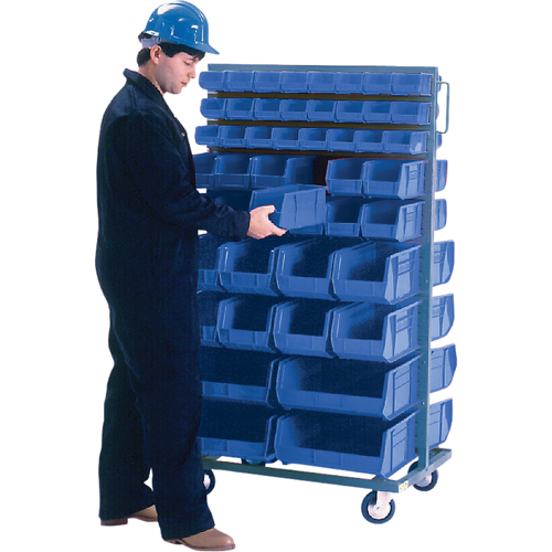 Support mobile deux c&ocirc;t&eacute;s pour bacs, &agrave; deux c&ocirc;t&eacute;s, 96 bacs, 36" la x 24" p x 63" h Distribution Industrielle GC