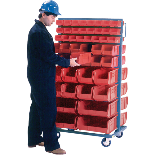 Support mobile deux c&ocirc;t&eacute;s pour bacs, &agrave; deux c&ocirc;t&eacute;s, 96 bacs, 36" la x 24" p x 63" h Distribution Industrielle GC