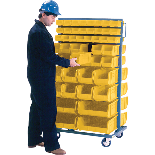 Support mobile deux c&ocirc;t&eacute;s pour bacs, &agrave; deux c&ocirc;t&eacute;s, 96 bacs, 36" la x 24" p x 63" h Distribution Industrielle GC