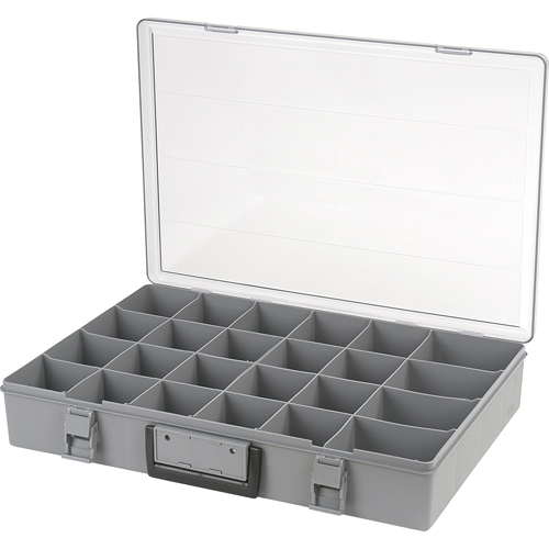 Boîte &agrave; compartiments, Plastique, 24 compartiments, 18-1/2" la x 13" p, 3" h, Gris Distribution Industrielle GC