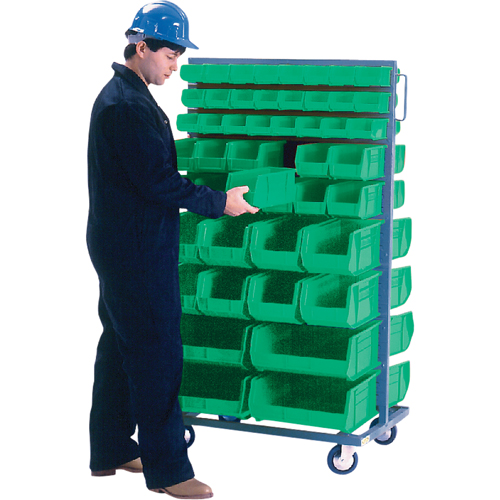 Support mobile deux c&ocirc;t&eacute;s pour bacs, &agrave; deux c&ocirc;t&eacute;s, 96 bacs, 36" la x 24" p x 63" h Distribution Industrielle GC